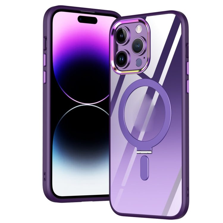 For iPhone 14 Pro Magsafe Invisible Holder Phone Case(Purple) - iPhone 14 Pro Cases by buy2fix | Online Shopping UK | buy2fix