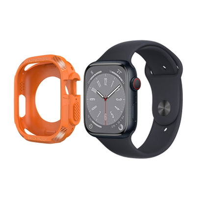 Carbon Fiber Shockproof Case For Apple Watch Series 8&7 41mm(Orange) - Watch Cases by buy2fix | Online Shopping UK | buy2fix