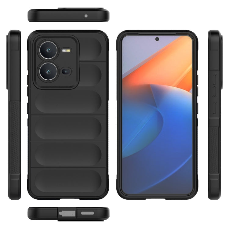 For vivo V25 5G Global Magic Shield TPU + Flannel Phone Case(Black) - vivo Cases by buy2fix | Online Shopping UK | buy2fix