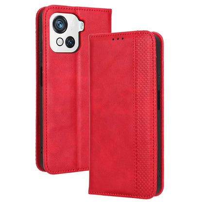 For Blackview OSCAL C80 Magnetic Buckle Retro Texture Leather Phone Case(Red) - More Brand by buy2fix | Online Shopping UK | buy2fix