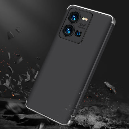 For vivo Y35 2022 GKK Three Stage Splicing Full Coverage PC Phone Case(Black Silver) - vivo Cases by GKK | Online Shopping UK | buy2fix