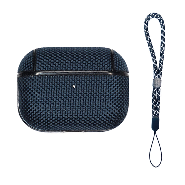 For AirPods Pro 2 Nylon Waterproof Wireless Earphone Case with Lanyard(Dark Blue) - For AirPods Pro 2 by buy2fix | Online Shopping UK | buy2fix