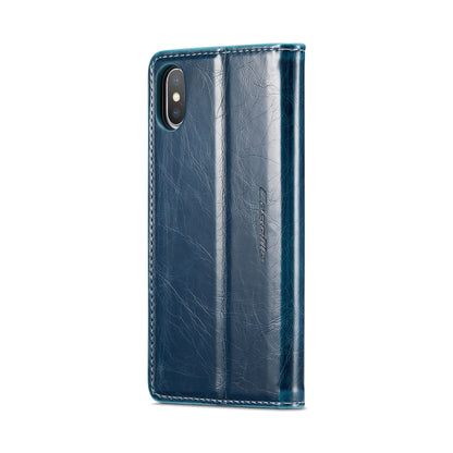 For iPhone XS CaseMe 003 Crazy Horse Texture Leather Phone Case(Blue) - More iPhone Cases by CaseMe | Online Shopping UK | buy2fix