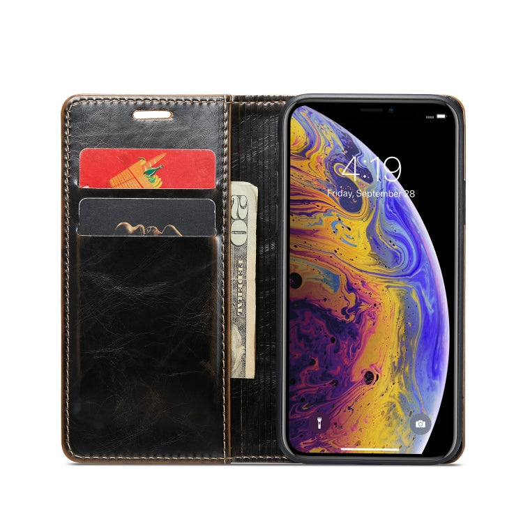 For iPhone XS Max CaseMe 003 Crazy Horse Texture Leather Phone Case(Coffee) - More iPhone Cases by CaseMe | Online Shopping UK | buy2fix