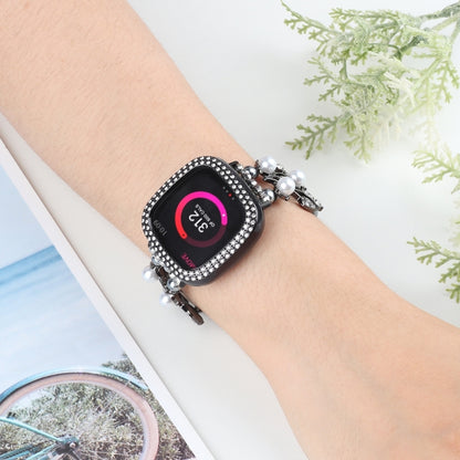 For Fitbit Versa 3 / Sense Pearl Bracelet Watch Band(Black) - Watch Bands by buy2fix | Online Shopping UK | buy2fix
