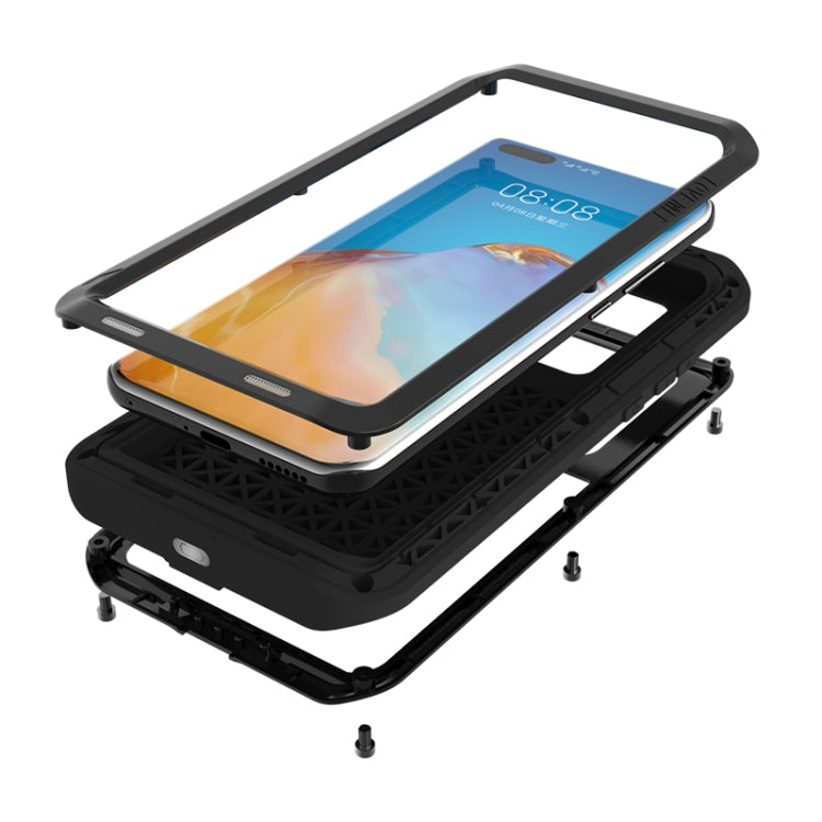 For Huawei P40 Pro LOVE MEI Metal Shockproof Waterproof Dustproof Protective Case(Black) - Huawei Cases by LOVE MEI | Online Shopping UK | buy2fix