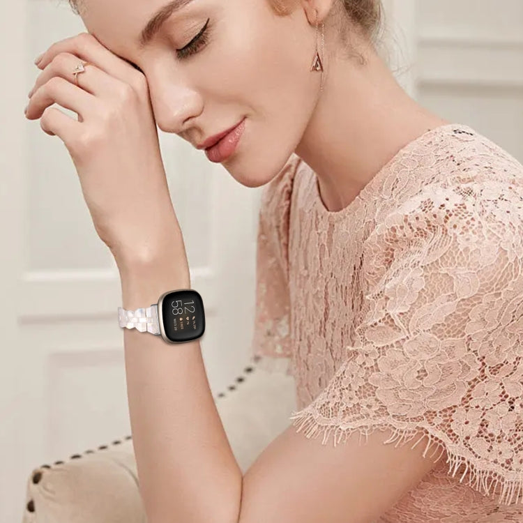 For Fitbit Versa 4 / Sense 2 Universal Rhombus Resin Watch Band(Shell White) - Watch Bands by buy2fix | Online Shopping UK | buy2fix