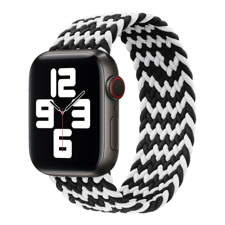 Nylon Single-turn Braided Watch Band For Apple Watch Ultra 49mm / Series 8&7 45mm / SE 2&6&SE&5&4 44mm / 3&2&1 42mm, Length:155mm(W Black White) - Watch Bands by buy2fix | Online Shopping UK | buy2fix