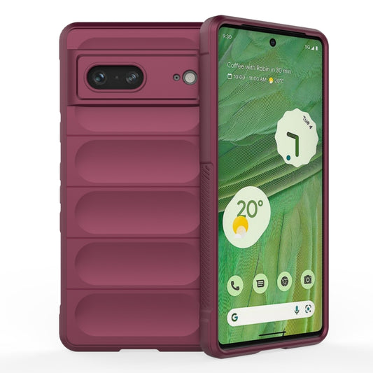 For Google Pixel 7 Magic Shield TPU + Flannel Phone Case(Wine Red) - Google Cases by buy2fix | Online Shopping UK | buy2fix