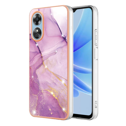 For OPPO A17 Electroplating Marble Dual-side IMD Phone Case(Purple 001) - OPPO Cases by buy2fix | Online Shopping UK | buy2fix