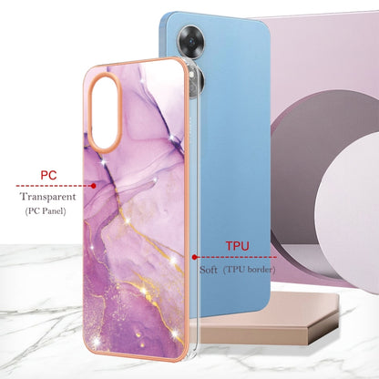 For OPPO A17 Electroplating Marble Dual-side IMD Phone Case(Purple 001) - OPPO Cases by buy2fix | Online Shopping UK | buy2fix