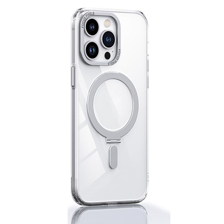 For iPhone 14 Pro Skin Feel MagSafe Shockproof Protective Phone Case with Holder(White) - iPhone 14 Pro Cases by buy2fix | Online Shopping UK | buy2fix