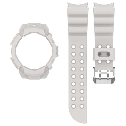 For Samsung Galaxy Watch5 40mm Armor Silicone Watch Band + Protective Case(Light Grey) - Watch Bands by buy2fix | Online Shopping UK | buy2fix