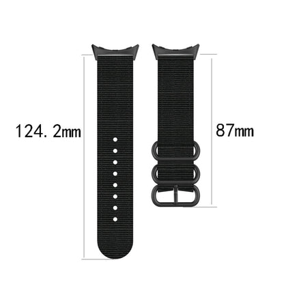 For Google Pixel Watch Three-ring Black Buckle Nylon Watch Band(Rainbow) - Watch Bands by buy2fix | Online Shopping UK | buy2fix