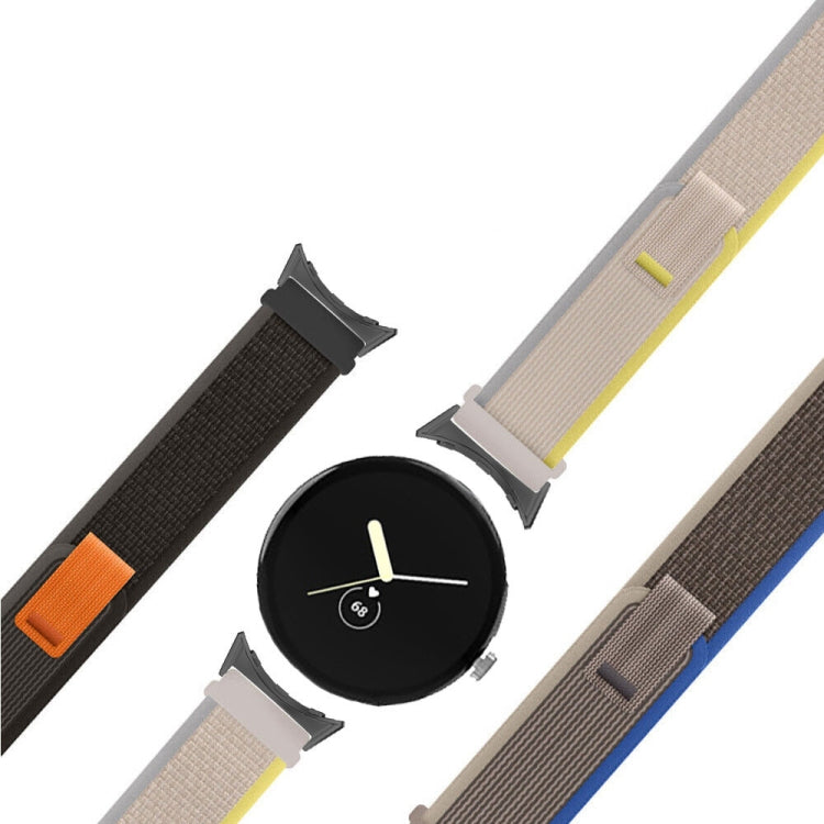 For Google Pixel Watch Loop Black Connector Nylon Watch Band(Black Grey) - Watch Bands by buy2fix | Online Shopping UK | buy2fix