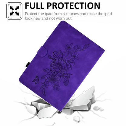 For Samsung Galaxy Tab S7 / S8 Peony Butterfly Embossed Leather Smart Tablet Case(Purple) - Galaxy Tab S7 by buy2fix | Online Shopping UK | buy2fix