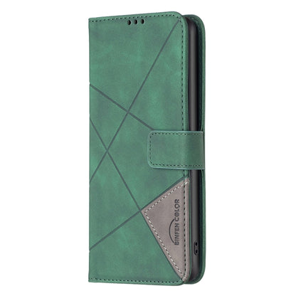 For Xiaomi Redmi K70 / K70 Pro Magnetic Buckle Rhombus Texture Leather Phone Case(Green) - K70 Pro Cases by buy2fix | Online Shopping UK | buy2fix