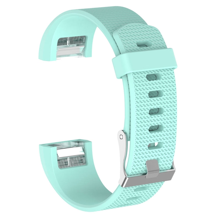 For Fitbit Charge 2 Common Texture Silicone  Watch Band with Buckle, Size:L(Mint Green) - Watch Bands by buy2fix | Online Shopping UK | buy2fix