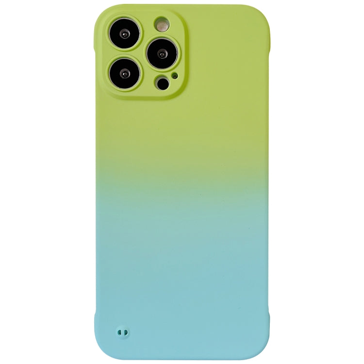 For iPhone 14 Plus Frameless Skin Feel Gradient Phone Case(Green + Light Blue) - iPhone 14 Plus Cases by buy2fix | Online Shopping UK | buy2fix