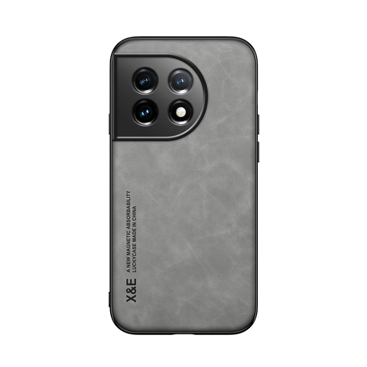 For OnePlus 11 Lamba Skin Feel Magnetic Leather Phone Case(Light Grey) - OnePlus Cases by buy2fix | Online Shopping UK | buy2fix