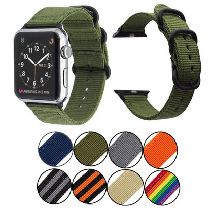 Black Buckle Canvas Watch Band For Apple Watch Ultra 49mm&Watch Ultra 2 49mm / Series 9&8&7 45mm / SE 3&SE 2&6&SE&5&4 44mm / 3&2&1 42mm(Khaki) - Watch Bands by buy2fix | Online Shopping UK | buy2fix