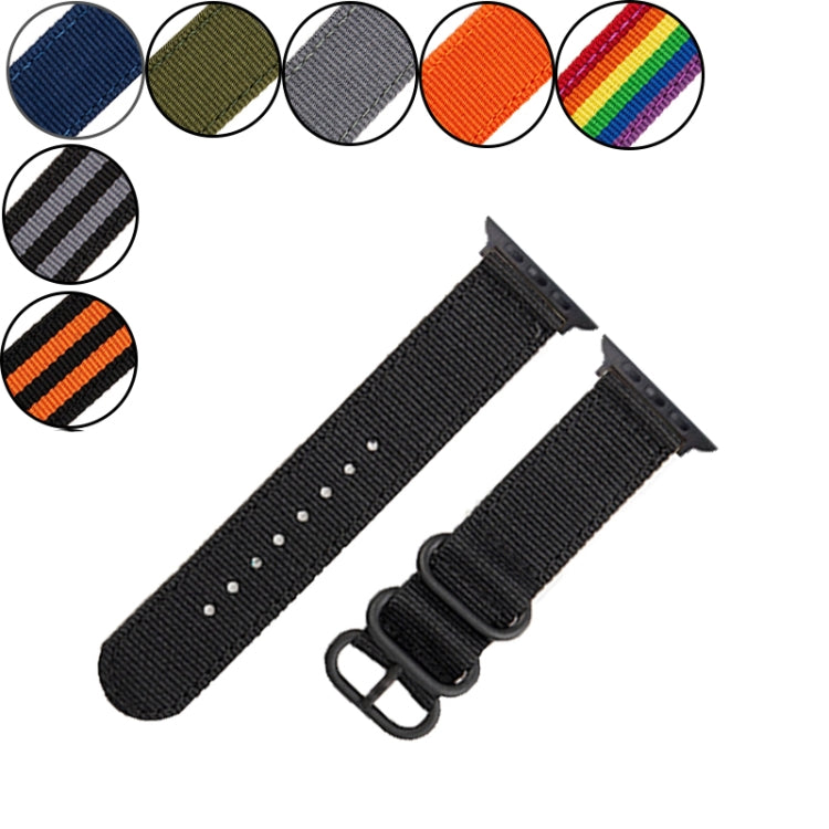 Black Buckle Canvas Watch Band For Apple Watch Ultra 49mm&Watch Ultra 2 49mm / Series 9&8&7 45mm / SE 3&SE 2&6&SE&5&4 44mm / 3&2&1 42mm(Black) - Watch Bands by buy2fix | Online Shopping UK | buy2fix