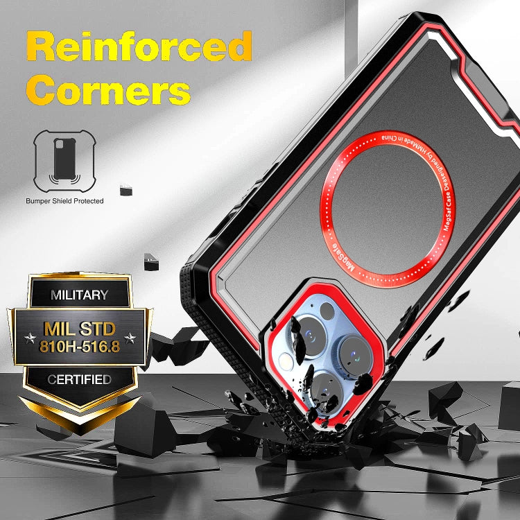 For iPhone 13 Pro Max Armour Two-color MagSafe Magnetic TPU + PC Phone Case(Black + Red) - iPhone 13 Pro Max Cases by buy2fix | Online Shopping UK | buy2fix