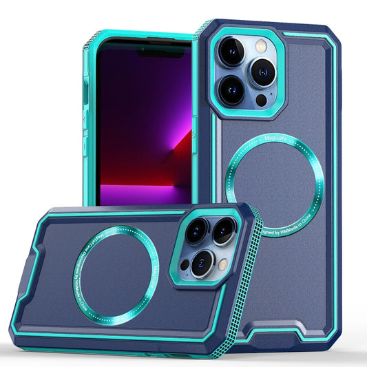 For iPhone XS / X Armour Two-color MagSafe Magnetic TPU + PC Phone Case(Light Blue + Blue) - More iPhone Cases by buy2fix | Online Shopping UK | buy2fix