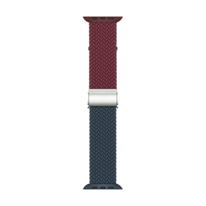 Nylon Braided Stitching Buckle Watch Band For Apple Watch Ultra 49mm&Watch Ultra 2 49mm / Series 9&8&7 45mm / SE 3&SE 2&6&SE&5&4 44mm / 3&2&1 42mm(Wine Red Deep Blue) - Watch Bands by buy2fix | Online Shopping UK | buy2fix