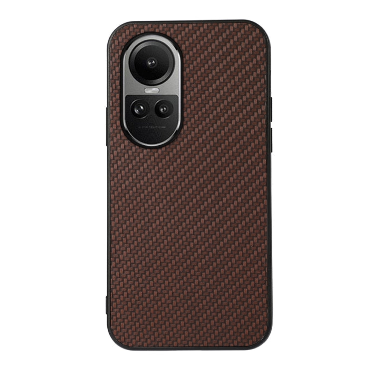 For OPPO Reno10 Global / 10 Pro Global Carbon Fiber Texture Shockproof Phone Case(Brown) - OPPO Cases by buy2fix | Online Shopping UK | buy2fix