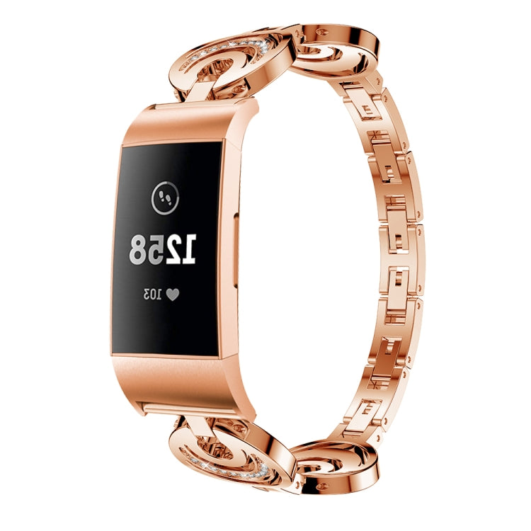 For Fitbit Charge 2 Sun Moon Star Diamond Metal Watch Band(Rose Gold) - Watch Bands by buy2fix | Online Shopping UK | buy2fix