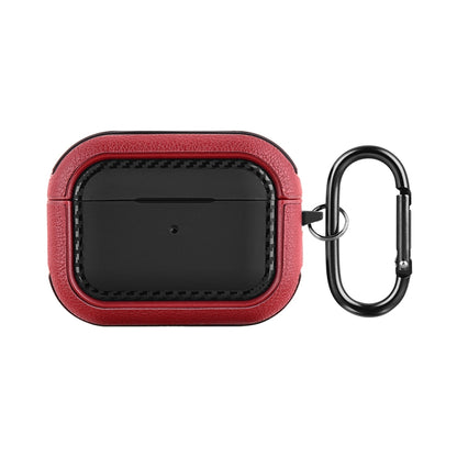 For AirPods Pro Leather Texture Earphone Protective Case(Black Red) - For AirPods Pro by buy2fix | Online Shopping UK | buy2fix