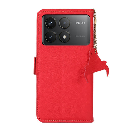 For Xiaomi Redmi K70 Pro Side-Magnetic TJ Genuine Leather RFID Phone Case(Red) - K70 Pro Cases by buy2fix | Online Shopping UK | buy2fix