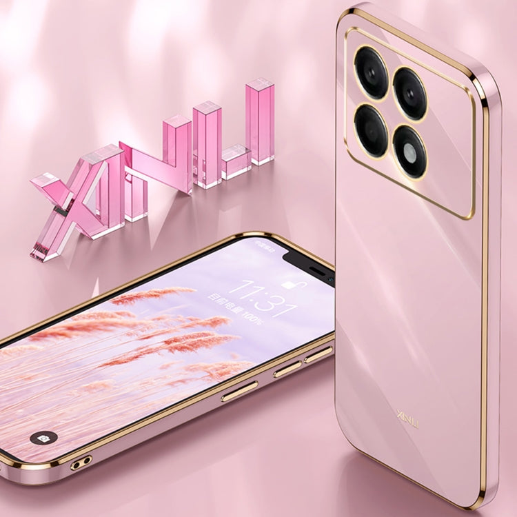 For Xiaomi Redmi K70 XINLI Straight Edge 6D Electroplate TPU Phone Case(Pink) - K70 Cases by XINLI | Online Shopping UK | buy2fix