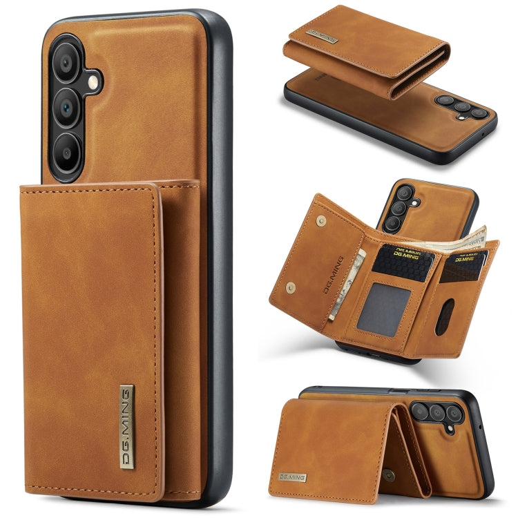 For Samsung Galaxy A15 5G / A15 4G DG.MING M1 Series 3-Fold Multi Card Wallet + Magnetic Phone Case(Brown) - Galaxy Phone Cases by DG.MING | Online Shopping UK | buy2fix