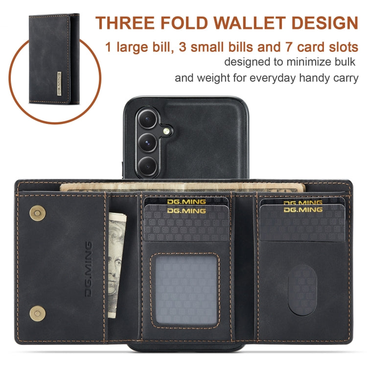 For Samsung Galaxy A35 5G DG.MING M1 Series 3-Fold Multi Card Wallet + Magnetic Phone Case(Black) - Galaxy Phone Cases by DG.MING | Online Shopping UK | buy2fix