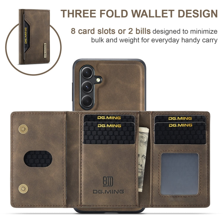 For Samsung Galaxy A55 5G DG.MING M2 Series 3-Fold Multi Card Bag + Magnetic Phone Case(Coffee) - Galaxy Phone Cases by DG.MING | Online Shopping UK | buy2fix