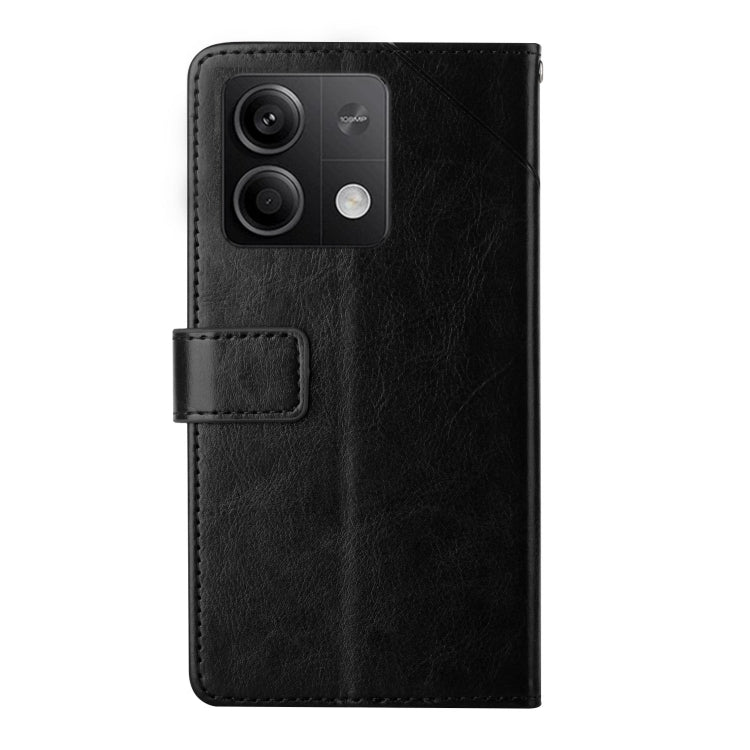 For Xiaomi Redmi Note 13 4G Y-shaped Pattern Flip Leather Phone Case(Black) - Note 13 Cases by buy2fix | Online Shopping UK | buy2fix