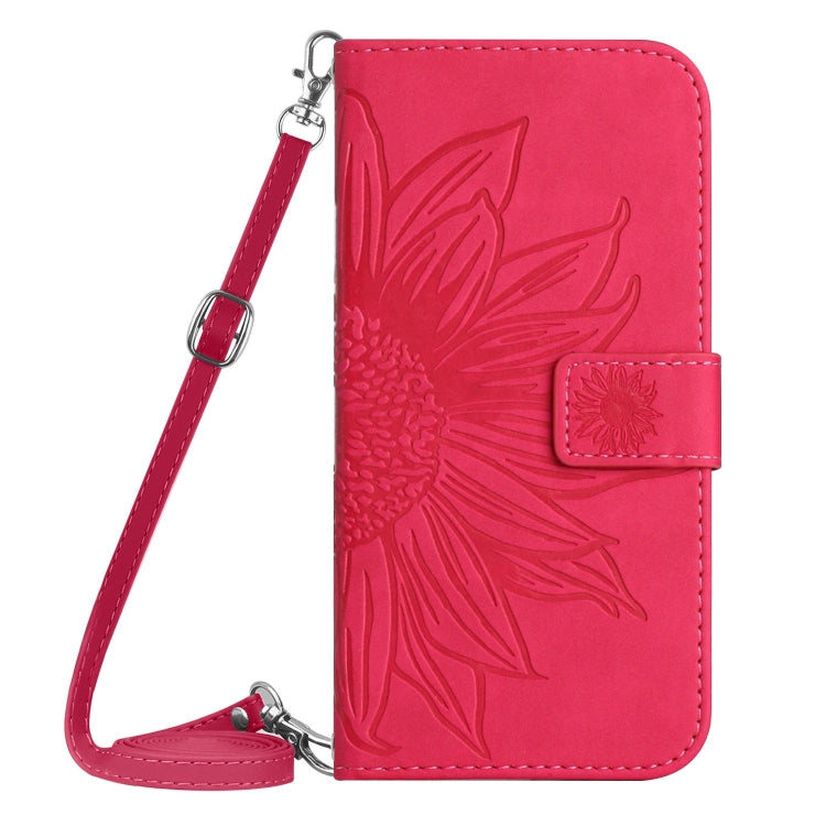 For Xiaomi Redmi Note 13 Pro 4G Global Skin Feel Sun Flower Embossed Flip Leather Phone Case with Lanyard(Rose Red) - Note 13 Pro Cases by buy2fix | Online Shopping UK | buy2fix