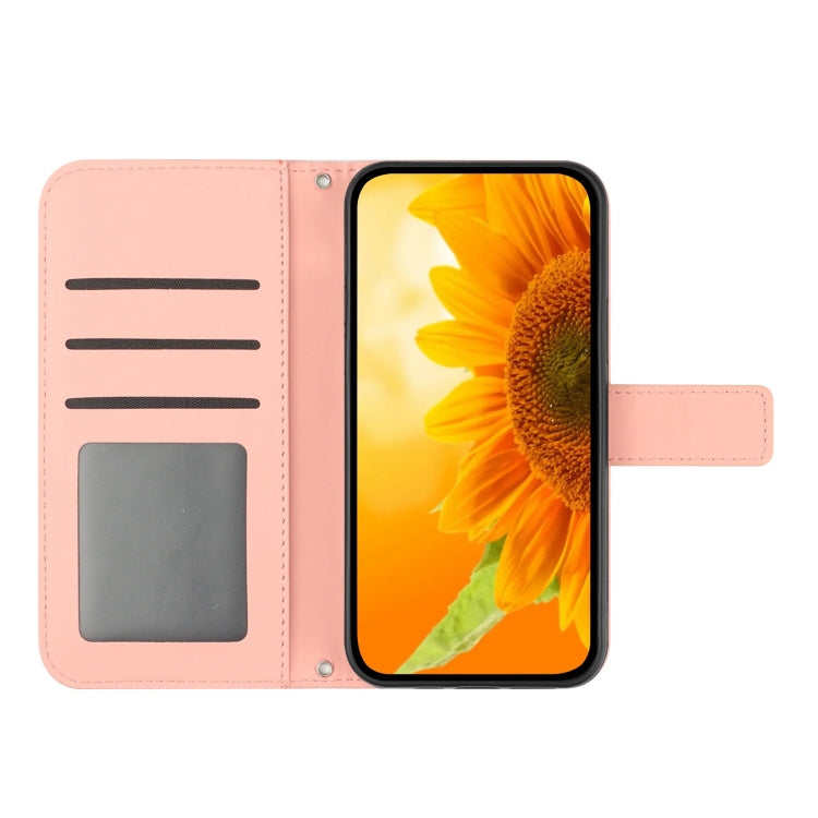 For Xiaomi Redmi Note 13 Pro 4G Global Skin Feel Sun Flower Embossed Flip Leather Phone Case with Lanyard(Pink) - Note 13 Pro Cases by buy2fix | Online Shopping UK | buy2fix