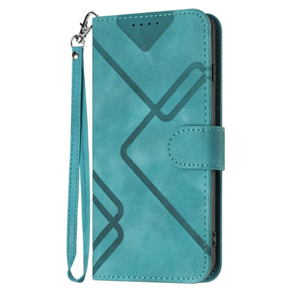 For iPhone 16 Pro Max Line Pattern Skin Feel Leather Phone Case(Light Blue) - iPhone 16 Pro Max Cases by buy2fix | Online Shopping UK | buy2fix