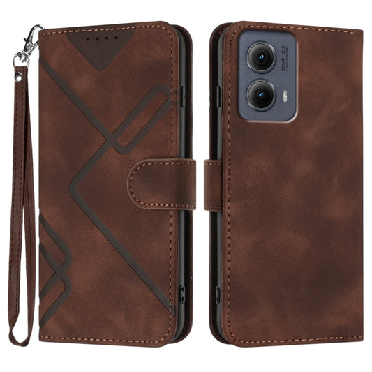 For Motorola Edge 5G 2024 Line Pattern Skin Feel Leather Phone Case(Coffee) - Motorola Cases by buy2fix | Online Shopping UK | buy2fix