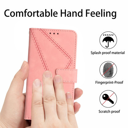 For Motorola Moto G Power 5G 2024 Stitching Embossed Leather Phone Case(Pink) - Motorola Cases by buy2fix | Online Shopping UK | buy2fix