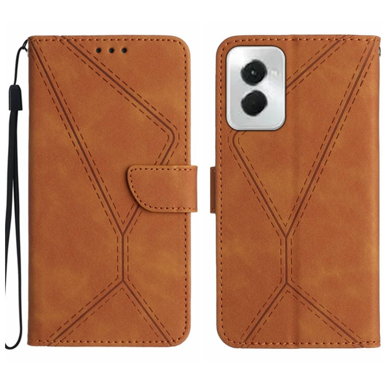 For Motorola Moto G Power 5G 2024 Stitching Embossed Leather Phone Case(Brown) - Motorola Cases by buy2fix | Online Shopping UK | buy2fix