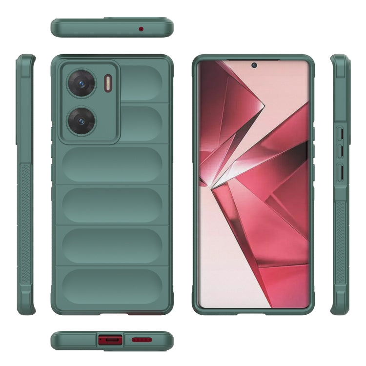 For vivo V29e 4G Global Magic Shield TPU + Flannel Phone Case(Dark Green) - vivo Cases by buy2fix | Online Shopping UK | buy2fix