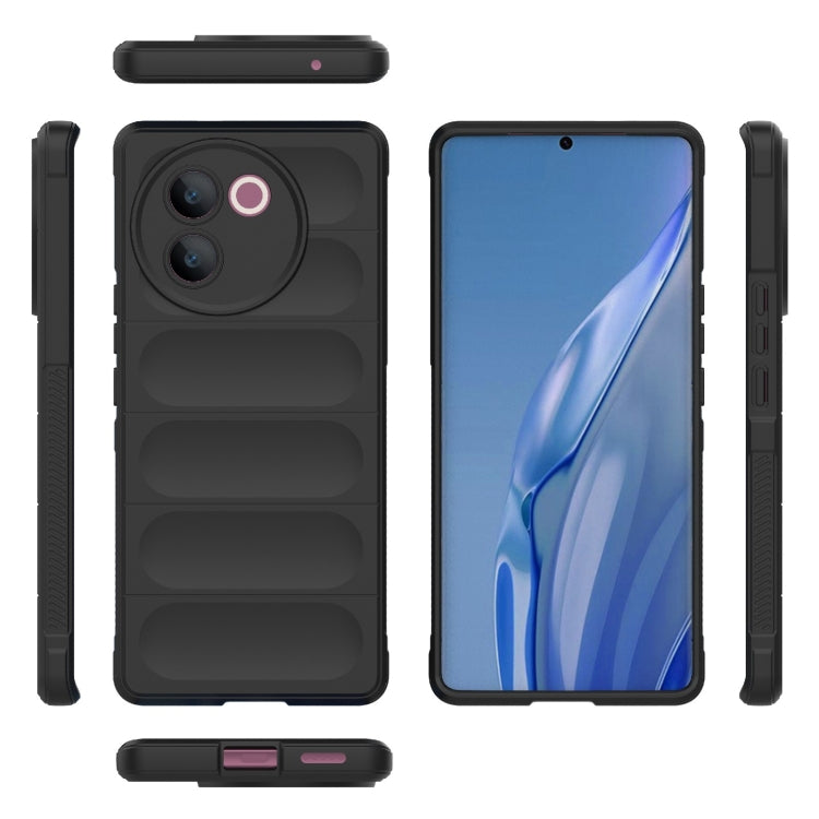 For vivo V30e 5G Global Magic Shield TPU + Flannel Phone Case(Black) - vivo Cases by buy2fix | Online Shopping UK | buy2fix