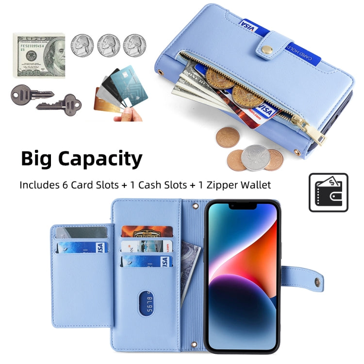 For Samsung Galaxy S23 FE 5G Sheep Texture Cross-body Zipper Wallet Leather Phone Case(Blue) - Galaxy S23 FE 5G Cases by buy2fix | Online Shopping UK | buy2fix