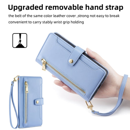 For Samsung Galaxy S23 FE 5G Sheep Texture Cross-body Zipper Wallet Leather Phone Case(Blue) - Galaxy S23 FE 5G Cases by buy2fix | Online Shopping UK | buy2fix