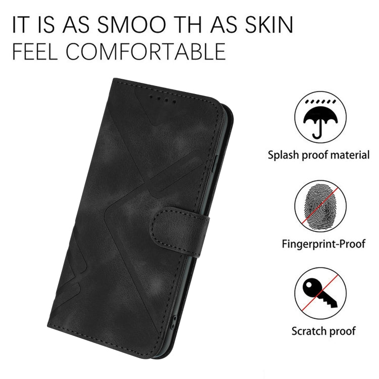 For Xiaomi 14 Line Pattern Skin Feel Leather Phone Case(Black) - 14 Cases by buy2fix | Online Shopping UK | buy2fix