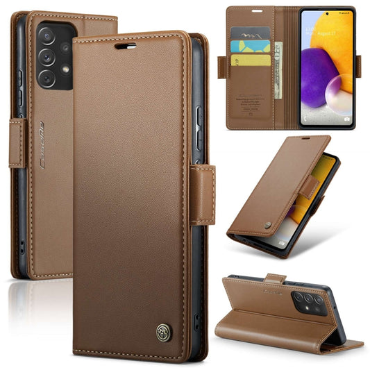 For Samsung Galaxy A72 CaseMe 023 Butterfly Buckle Litchi Texture RFID Anti-theft Leather Phone Case(Brown) - Galaxy Phone Cases by CaseMe | Online Shopping UK | buy2fix